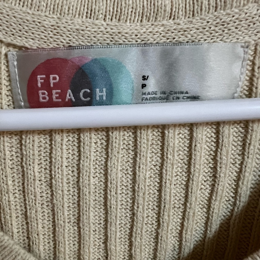 Free People Cream Ribbed Button-Down Dress SMALL - Picture 2 of 6